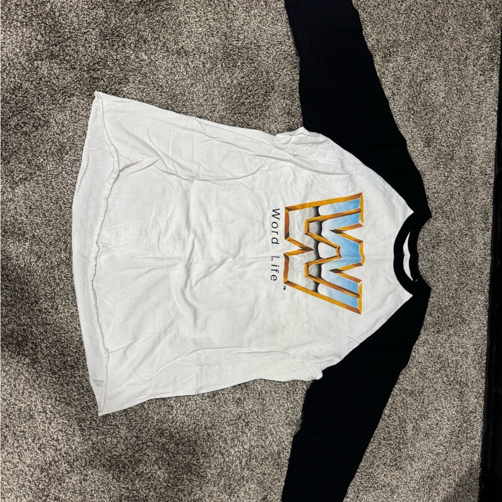 WWE John Cena Word Life White and Black 3/4 Sleeve Shirt